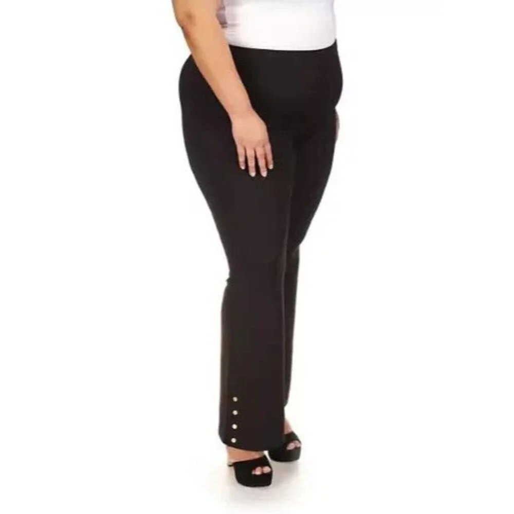 Michael Kors Women's Trendy Plus Size Snap Flare-Leg Dress Pants Black Size 3X